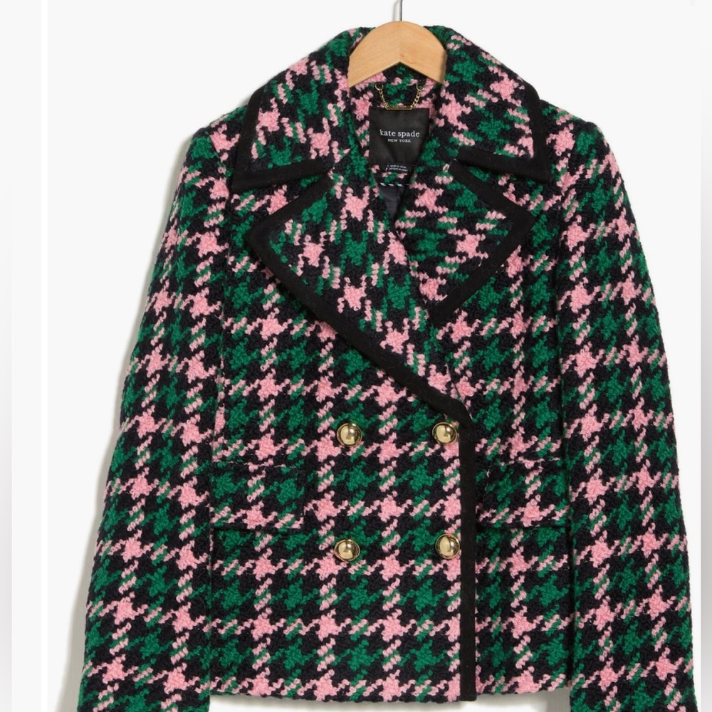 NWT KATE SPADE Plaid Peacoat